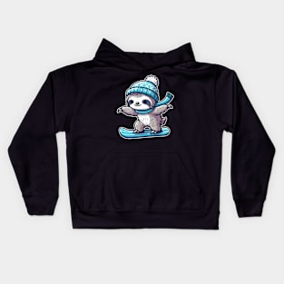 Cute sloth Snowboarding Kids Hoodie